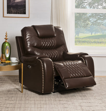 Braylon PU Recliner (Power Motion) - Brown