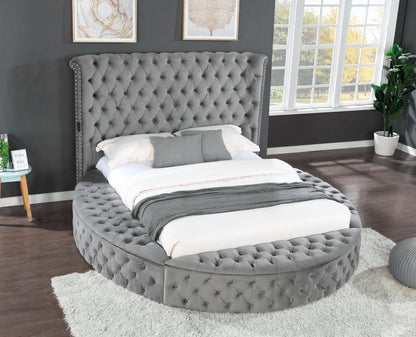 Hazel Queen Size Tufted Storage Bed - Gray