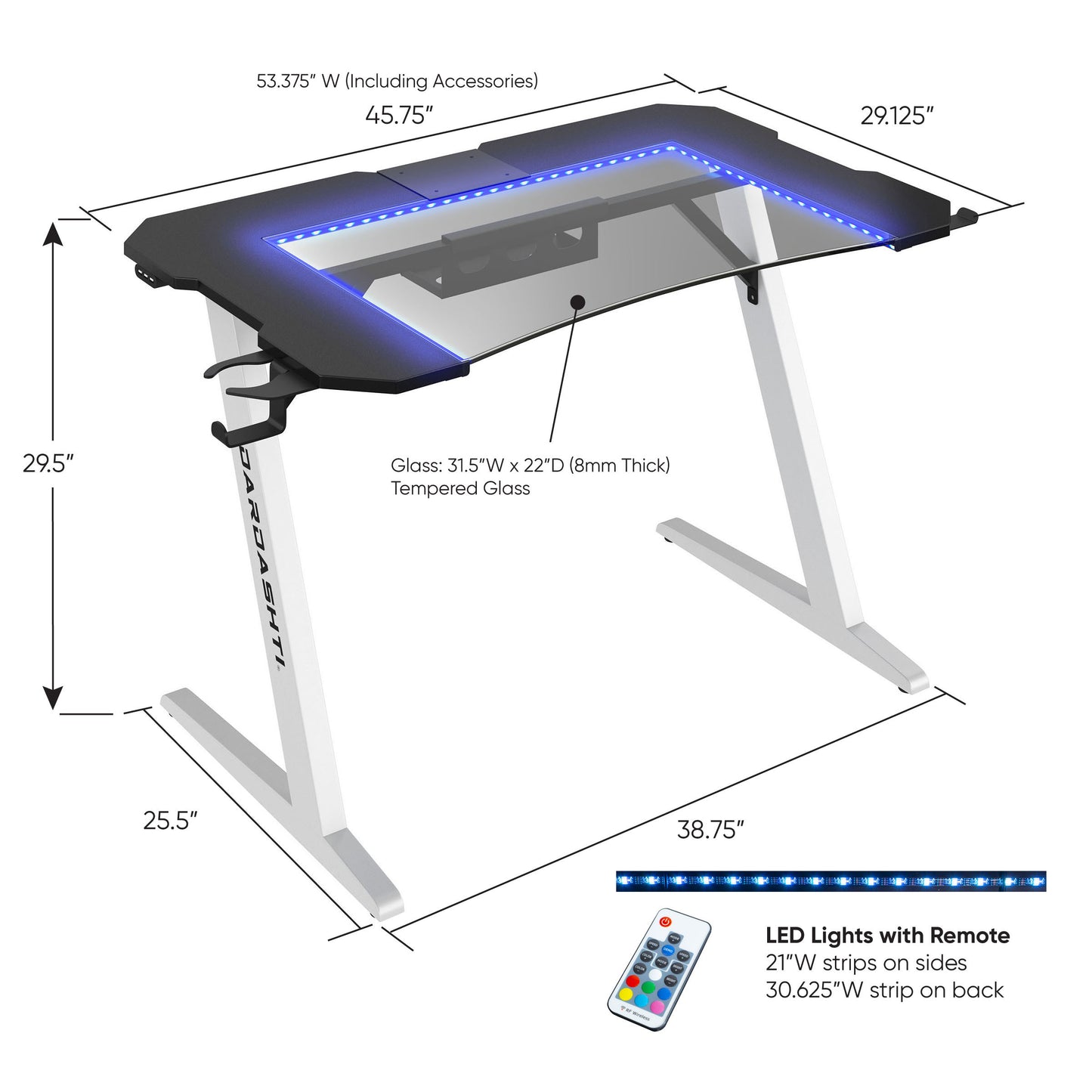 Dardashti Gaming Desk  Arctic White