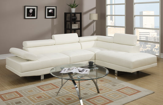 Akira Sectional Sofa Adjustable Headrest - White