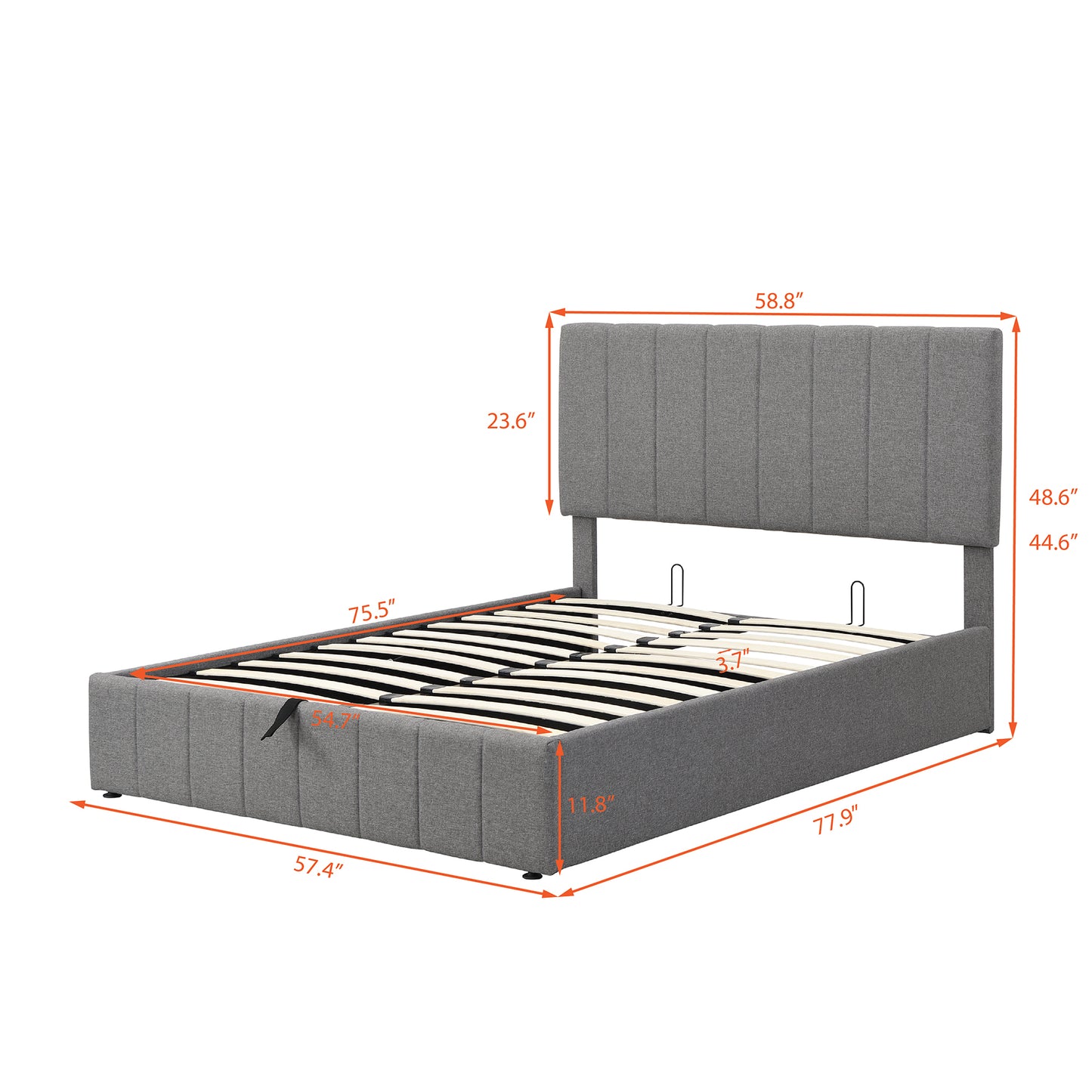 Shell Full Size Storage Bed w Hydraulic System - Gray