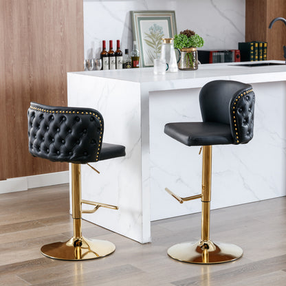 Tufted Swivel Barstools - Black  Set of 2