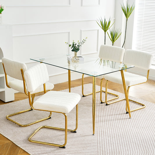 Ezell Dining Chairs with Gold Metal Leg (Set of 4) - White