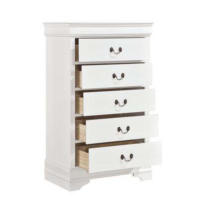 Elegant Heritage 5-Drawer Chest with Antique Drop Handles