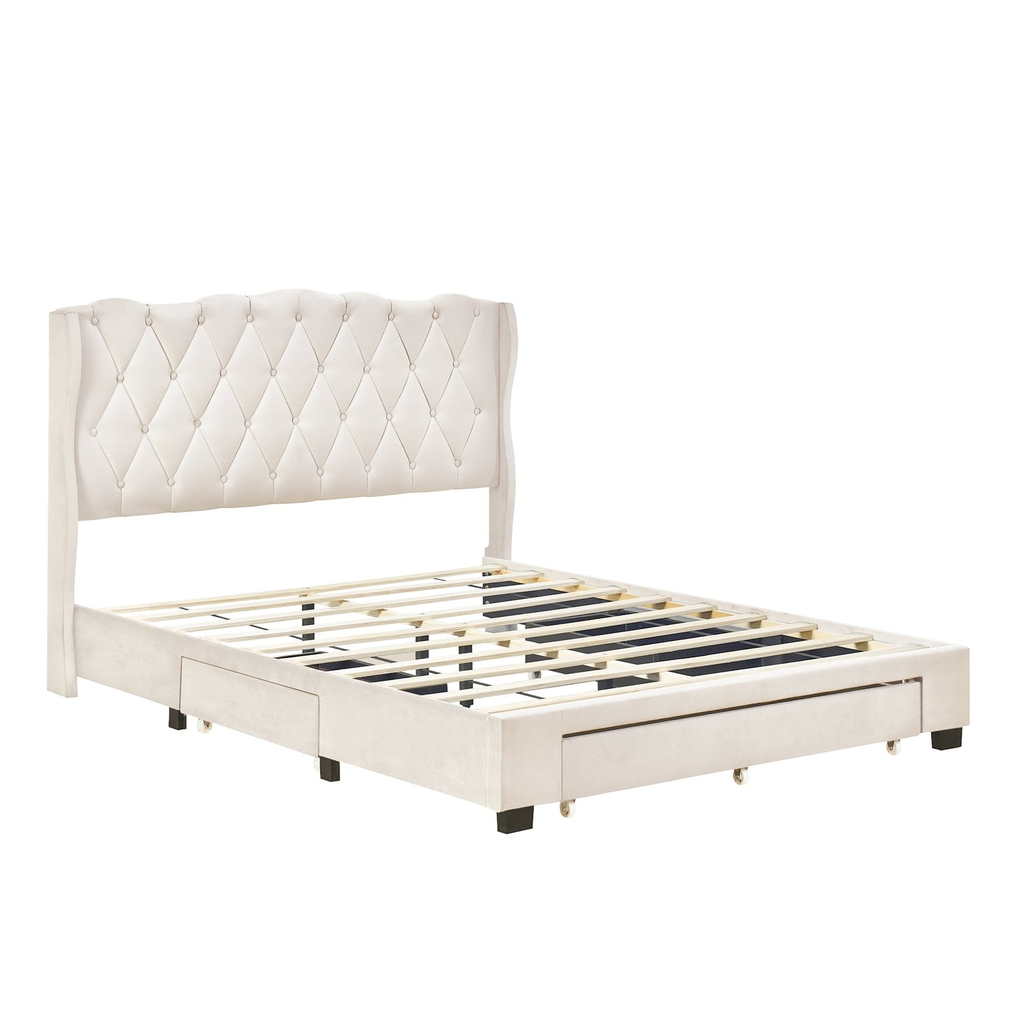 Valencia Queen Size Platform Bed - Beige