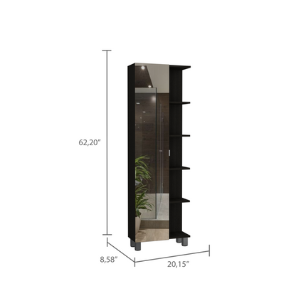 Luxe Reflection Linen Cabinet - Black