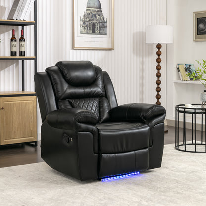 Milo Manual Recliner Chair with LED Light Strip - Black