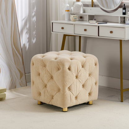 Velvet Upholstered Vanity Seat - Beige