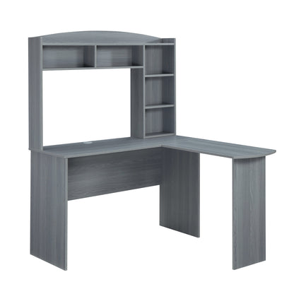 Tech Desk Pro L-Shaped Desk with Hutch - Grey