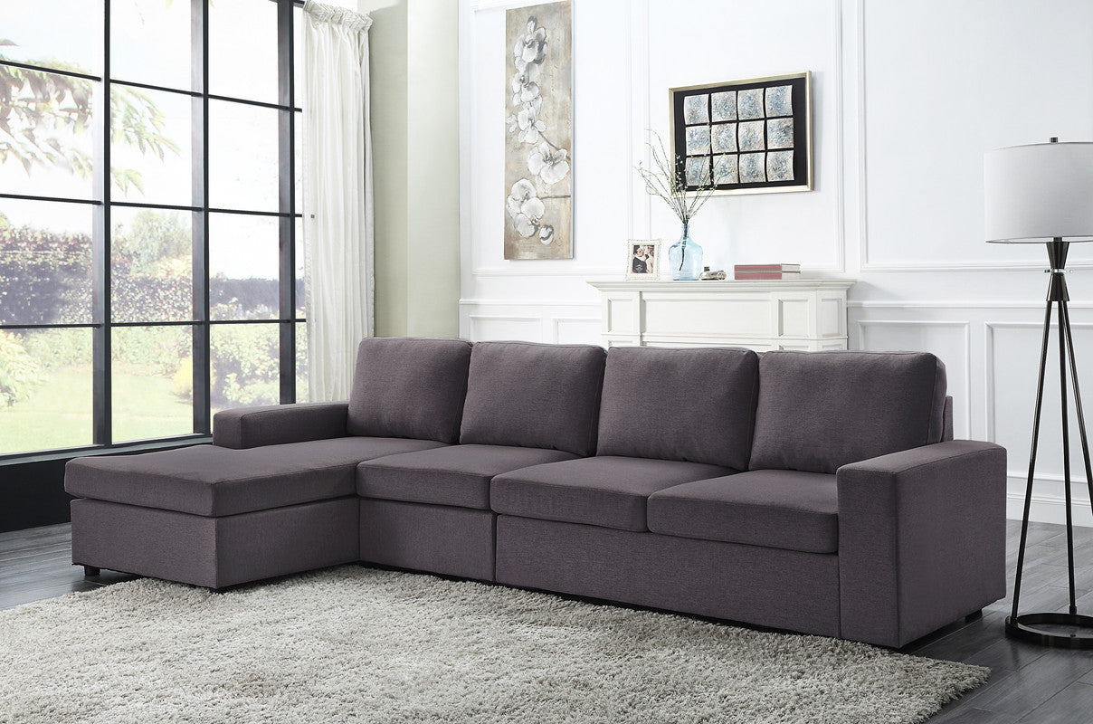 Dunlin Linen Reversible Modular Sectional Sofa Chaise - Dark Gray