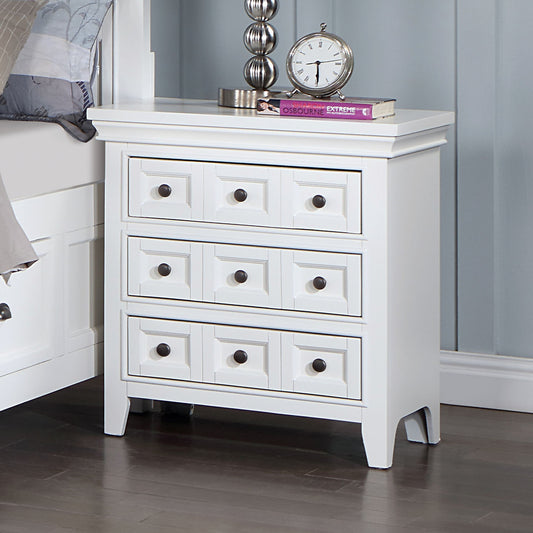 Nikos Solid Wood Traditional Nightstand - White