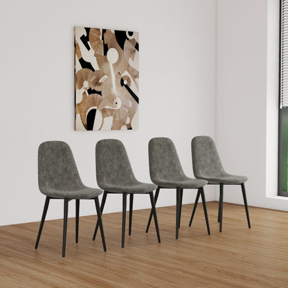 Ona II Suedette Dining Chairs with Black Metal Leg (Set of 2) - Gray