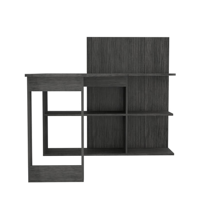 Fairfield 4-Shelf L-Shaped Computer Desk- Smokey Oak