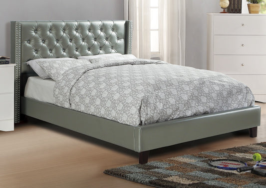 Tina Tufted Bed Frame Queen Size - Silver