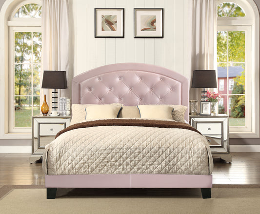 Deno Full Size Bed with Adjustable Headboard - Pink