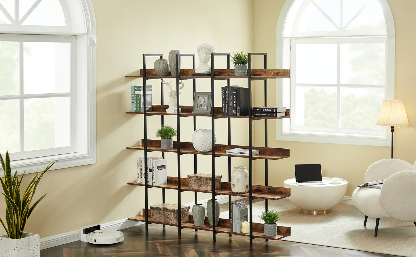 Vintage Metal Frame Bookshelf - Brown