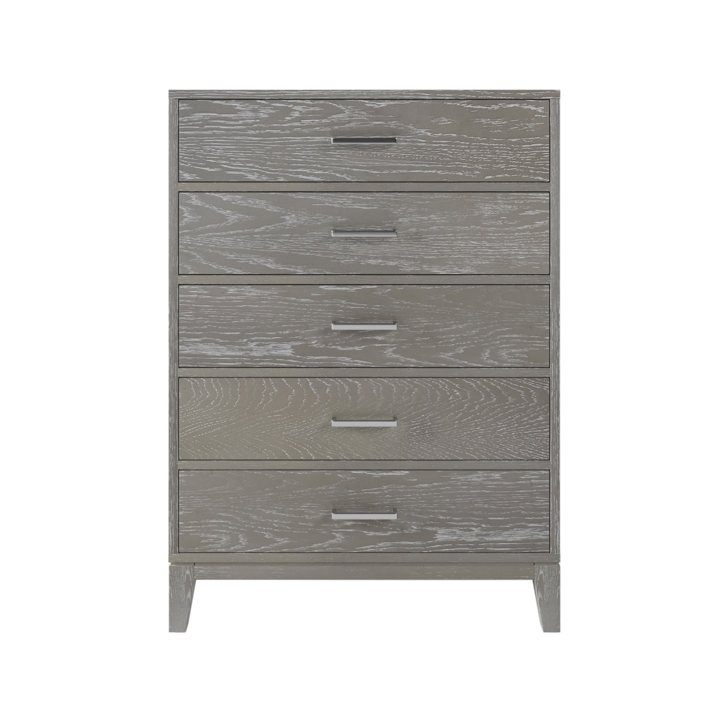 Elegant Essence Grey Wood Grain Five-Drawer Chest