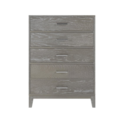 Elegant Essence Grey Wood Grain Five-Drawer Chest