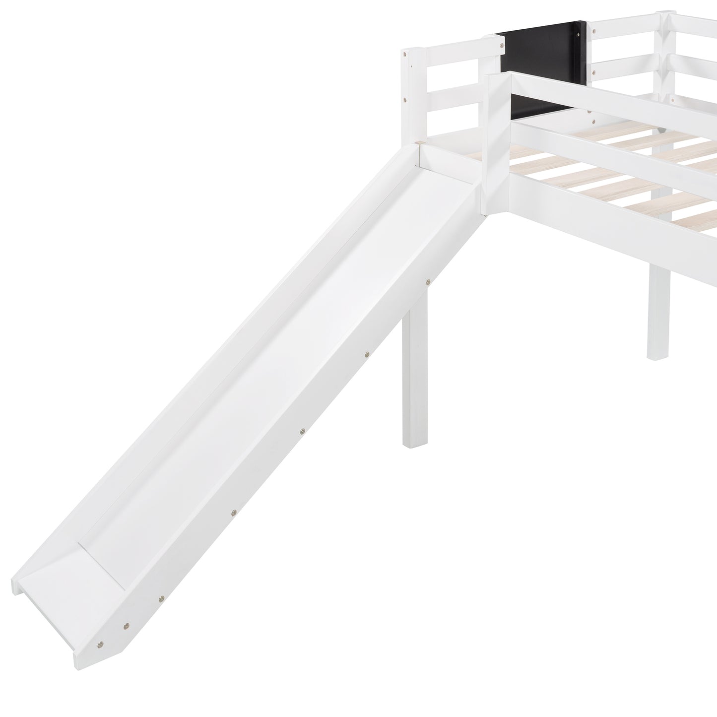 Wonderful White Twin Loft Bed with Slide, Stair and Chalkboard