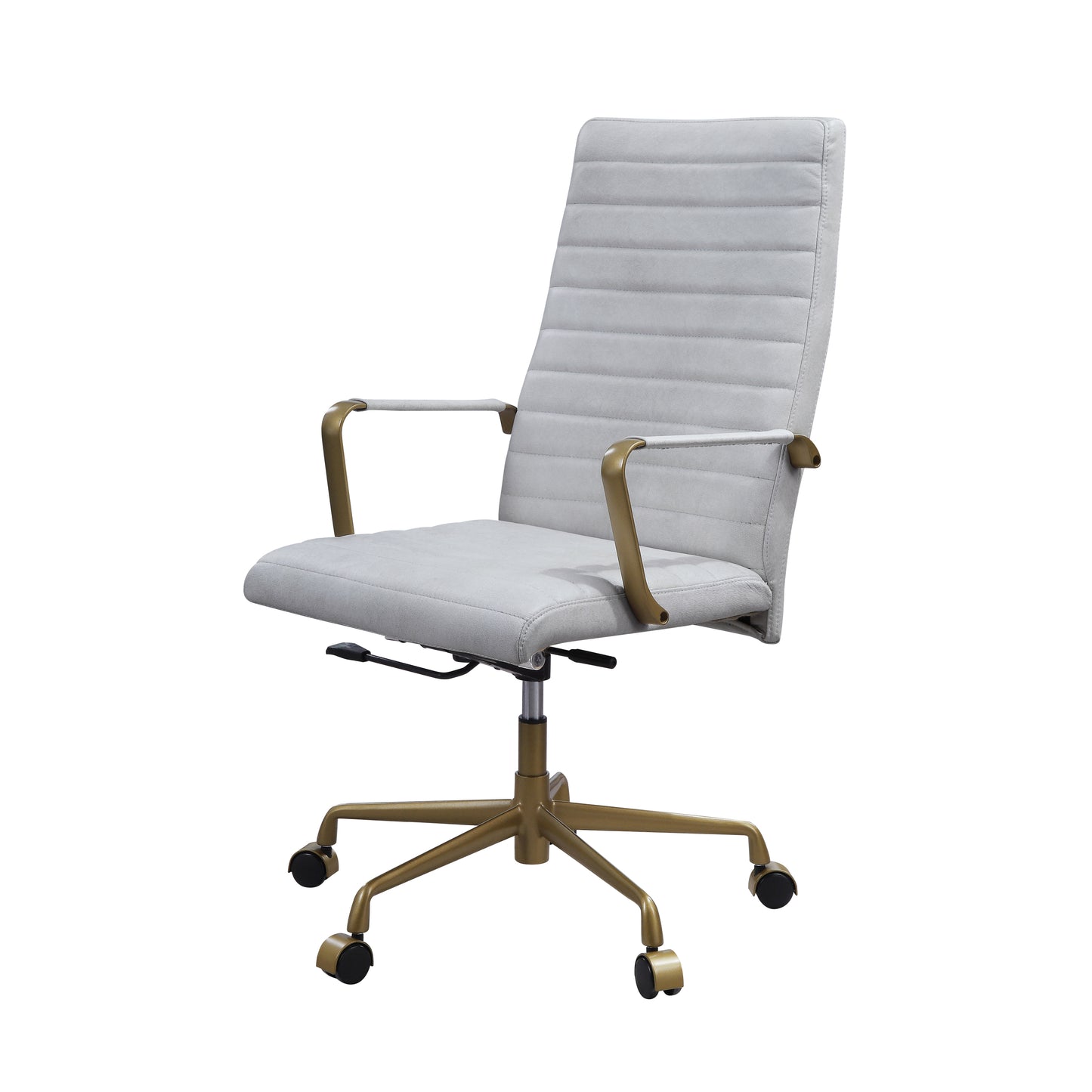 Vintage White Top Grain Leather Office Chair