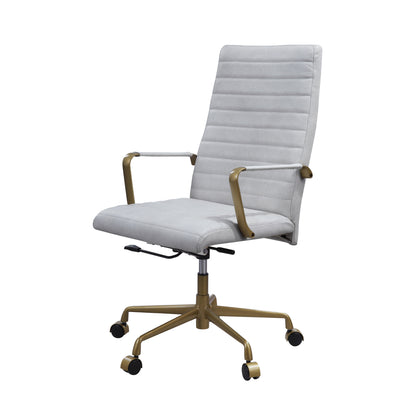 Vintage White Top Grain Leather Office Chair