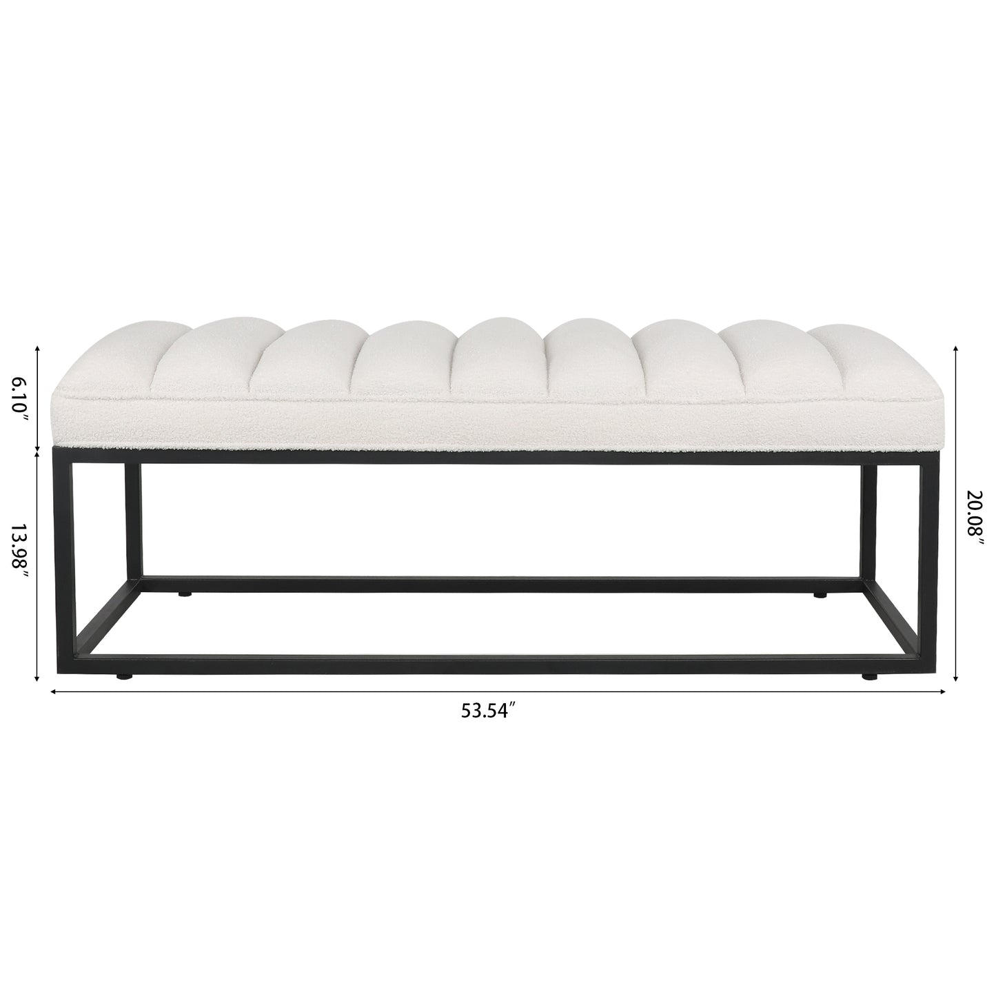 Metal Base Upholstered Bench - White