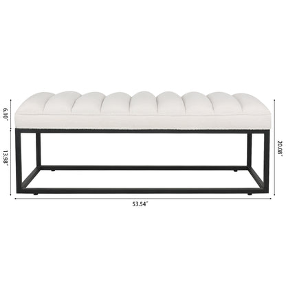 Metal Base Upholstered Bench - White