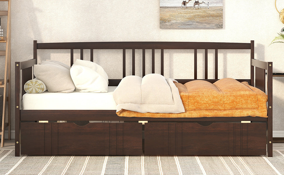 Lex Full Size Wooden Daybed with Twin Size Trundle - Espresso