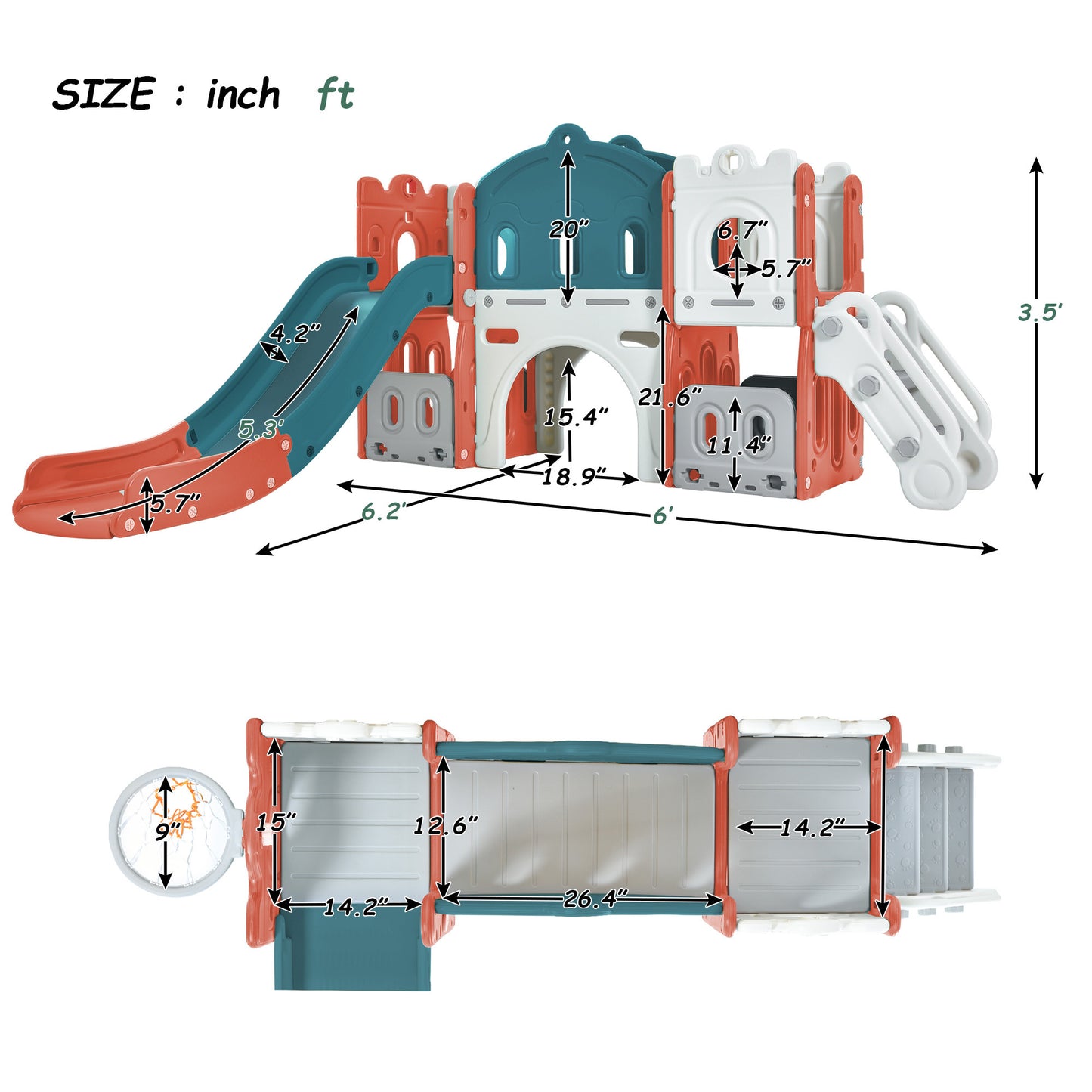 Playful Kingdom Kids Slide Playset - Red