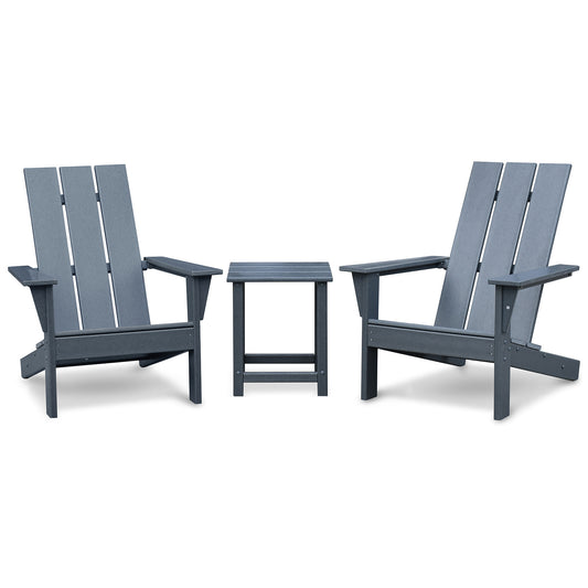 Johna 3 Pc  Outdoor Adirondack Chairs Set - Dark Gray