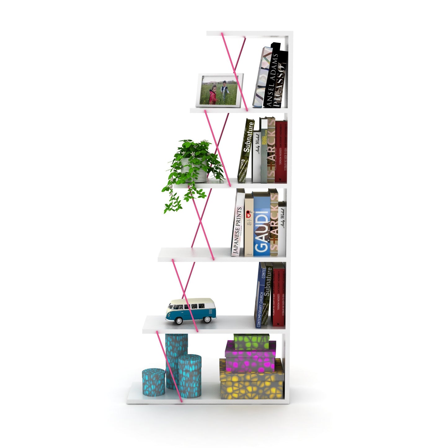 Modern Space-Saver  Ladder Bookshelf Organizer - White