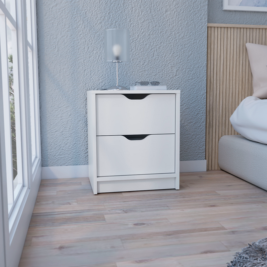 Basilea 2 Drawers Nightstand - White