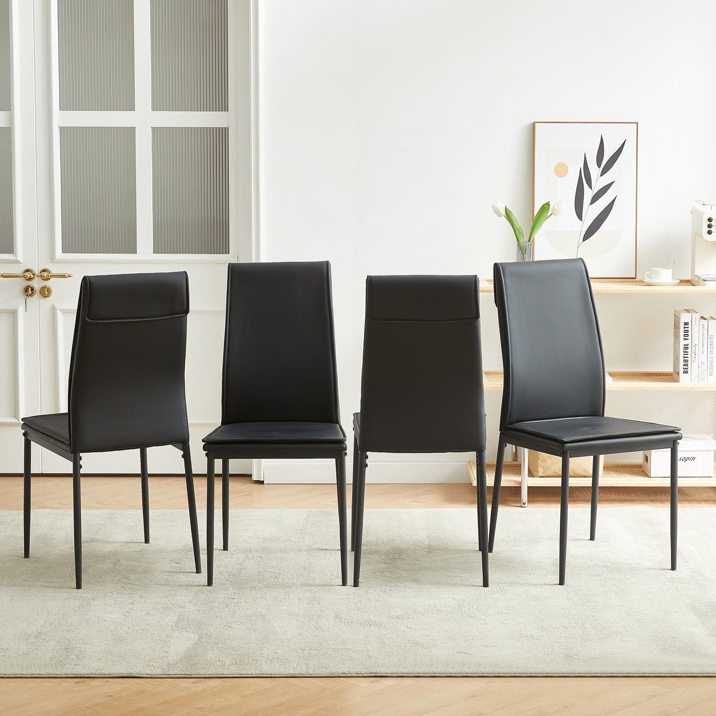 Wester Dining Chairs with Metal Leg (Set of 4) - Black