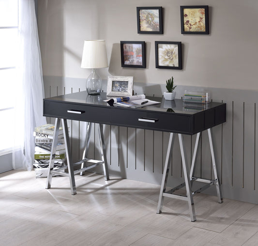 Coleen Desk in Black High Gloss & Chrome