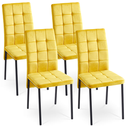 Borne Velvet Dining Chairs w Black Metal Leg (Set of 4) - Yellow