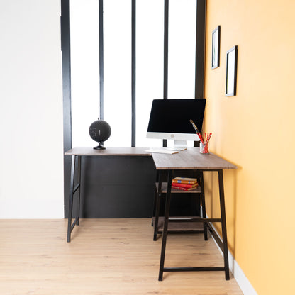 L-Shaped Corner Computer Desk with Open Shelves