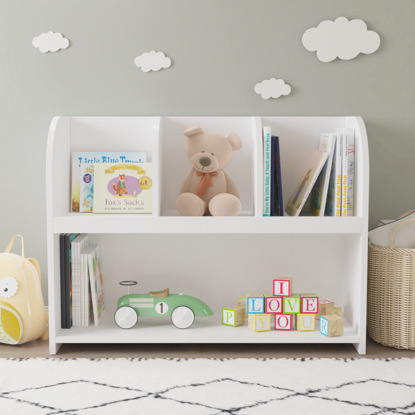 Kids Bookcase with 4 Compartments