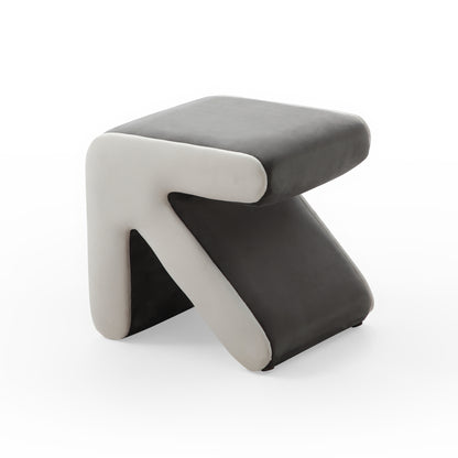 Velvet Arrow Stool Ottoman - Grey