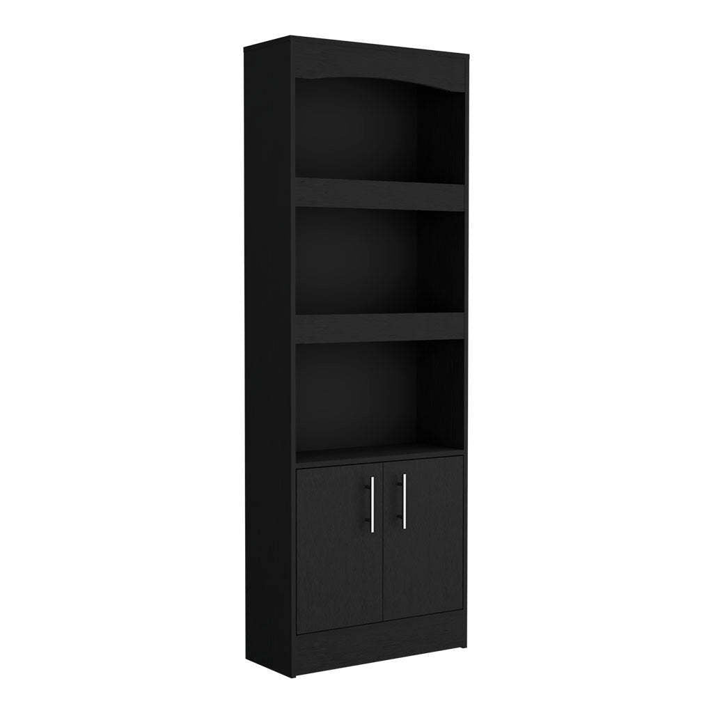 Detroit 2 Piece Office Set, Dozza Bookcase + Aramis Desk - Black