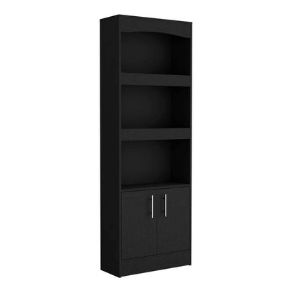 Detroit 2 Piece Office Set, Dozza Bookcase + Aramis Desk - Black