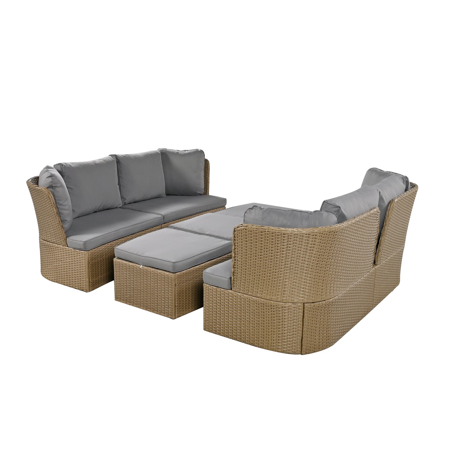 Ranae Customizable Outdoor Patio Wicker Sofa Set - Gray