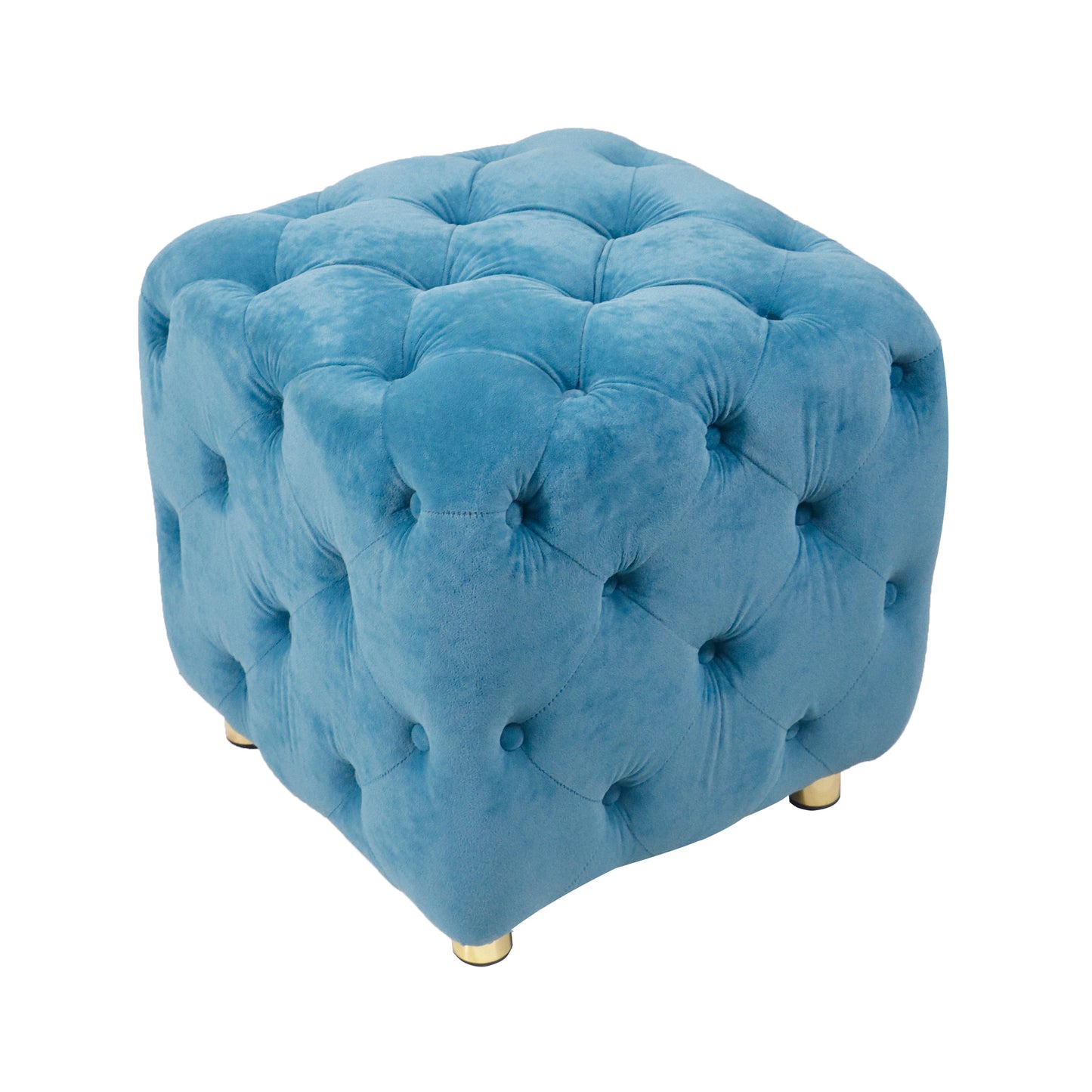 Velvet Upholstered Vanity Seat - Blue