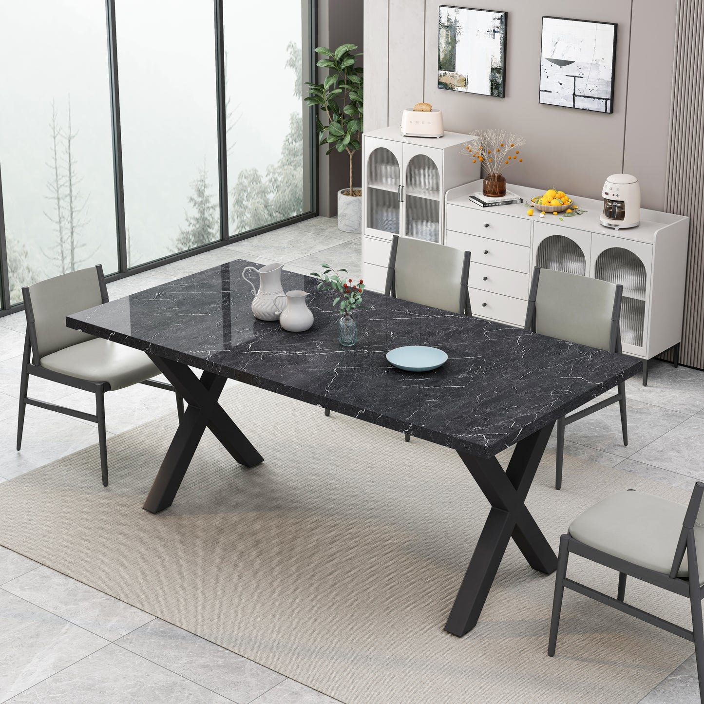 Elegant Marble Square Dining Table