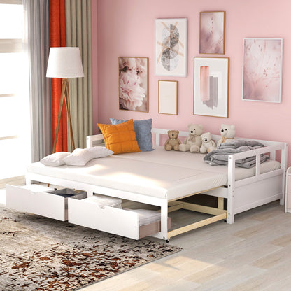 Urban Twin Size Wooden Daybed with 2 Drawers - White