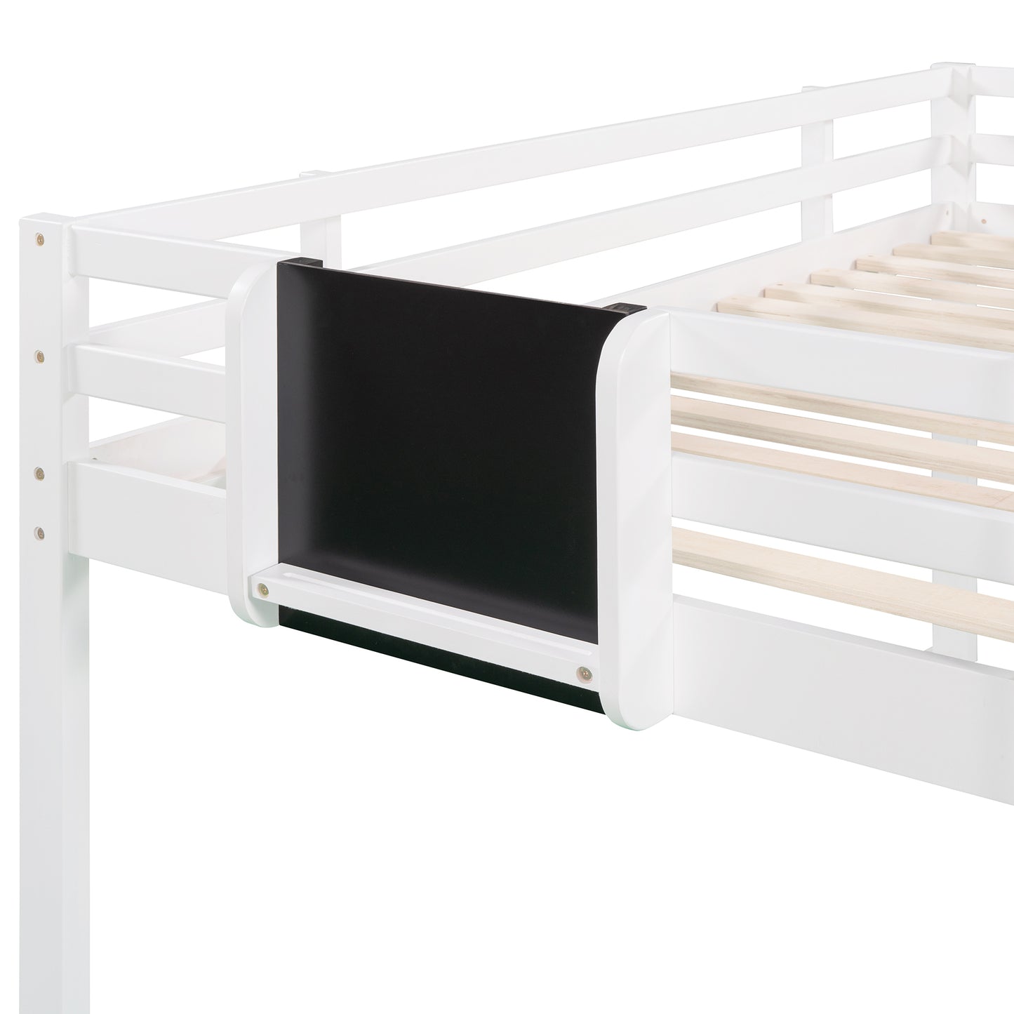 Wonderful White Twin Loft Bed with Slide, Stair and Chalkboard