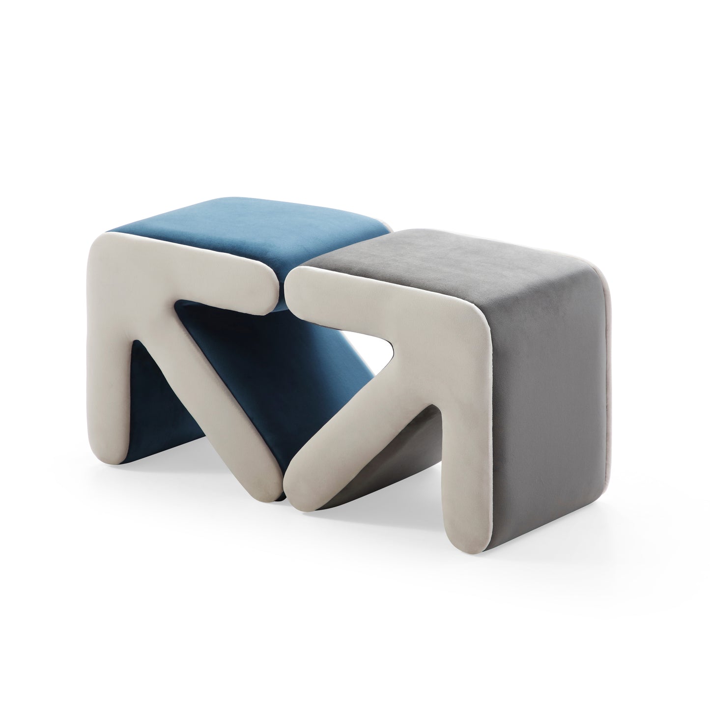 Velvet Arrow Stool Ottoman - Grey