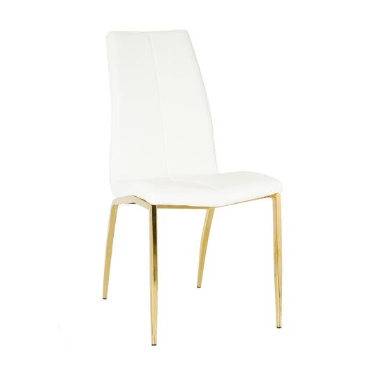 Shona Pu Dining Chairs with Gold Metal Leg (Set of 4) - White