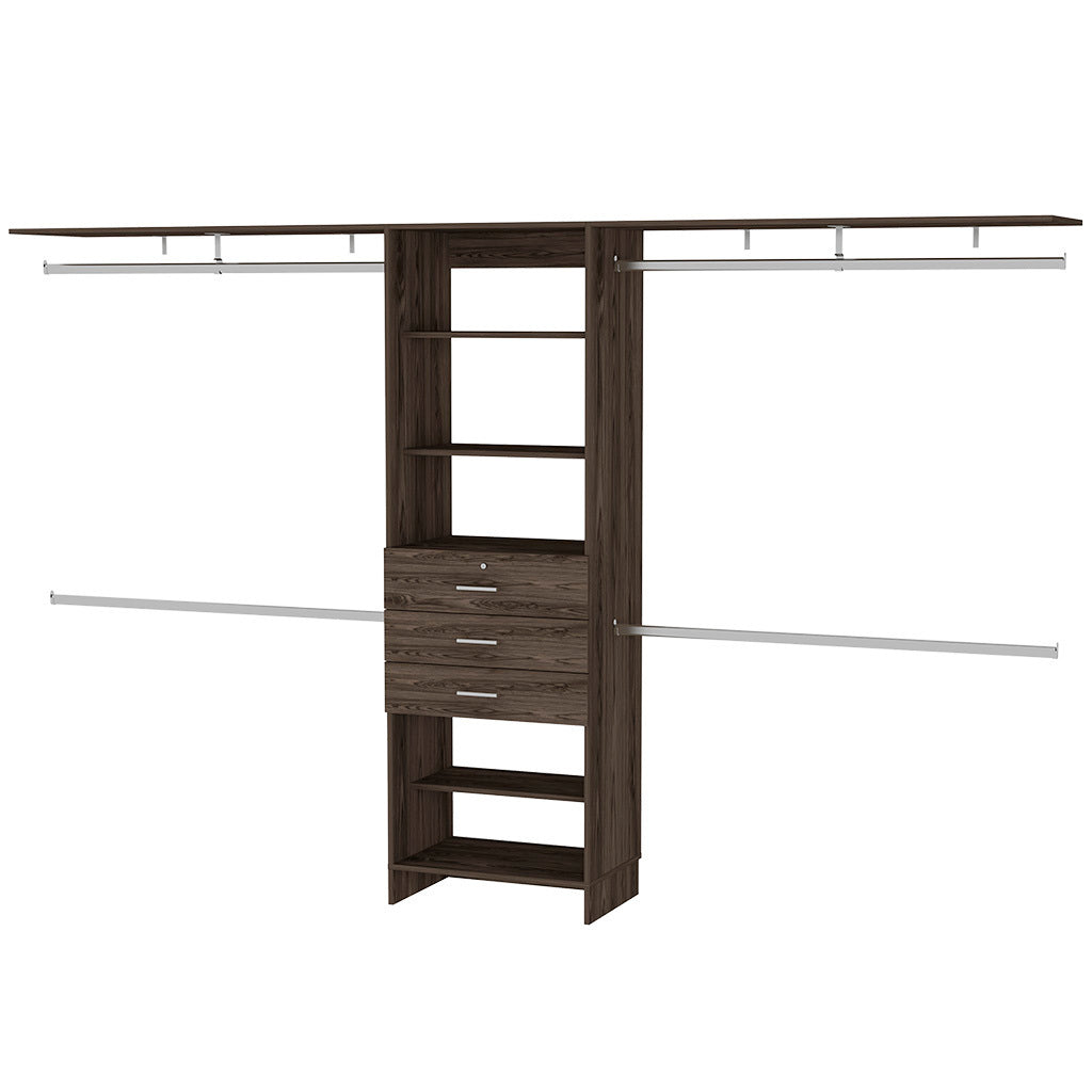 Brentwood 3-Drawer 4-Shelf Closet System - Dark Walnut