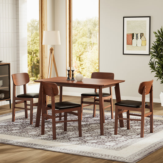 Chiron 5pc Dining Set Table 4x Side Chairs - Brown