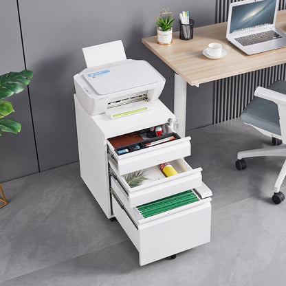 3 Drawer Mobile Locking File Cabinet - White